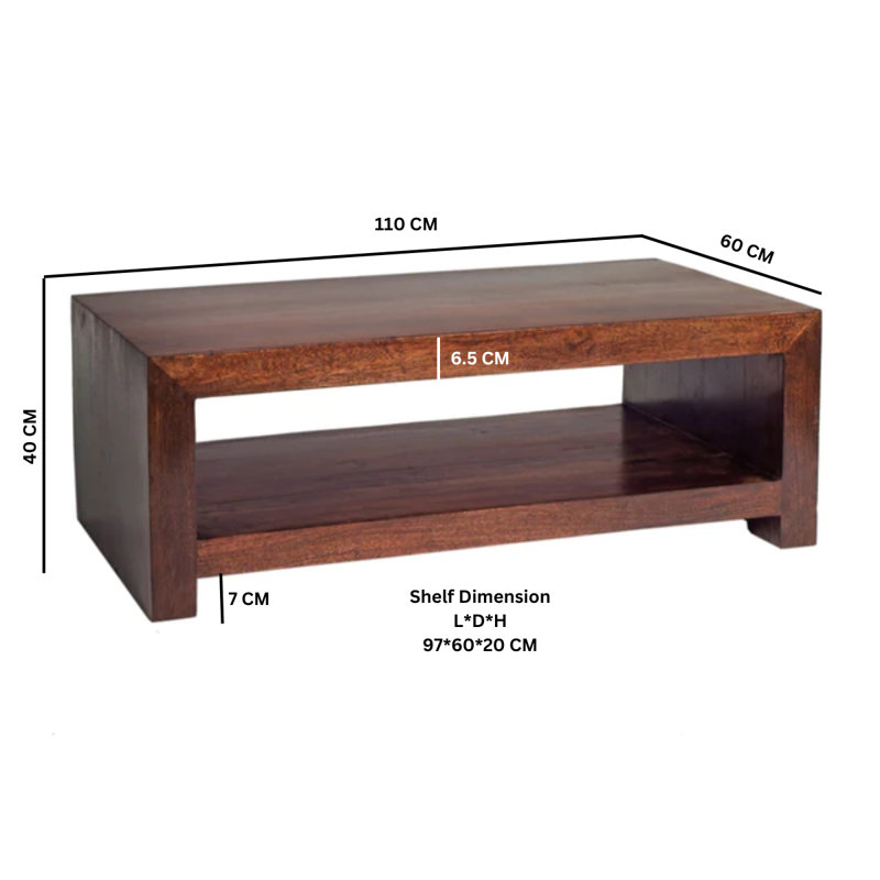 Hayden Solid Wood Four Leg Coffee Table with Storage