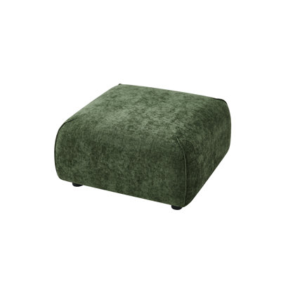 Sora Japandi Minimalist Fabric Upholstered Ottoman with Low-Profile Design