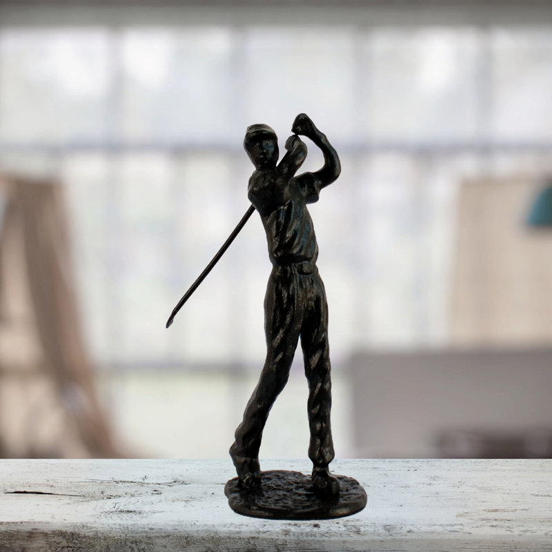 GOLFER MAN Iron Figurine 22cm, Mocha