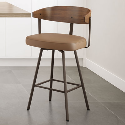 Amir Swivel Counter & Bar Stool with Wooden Back