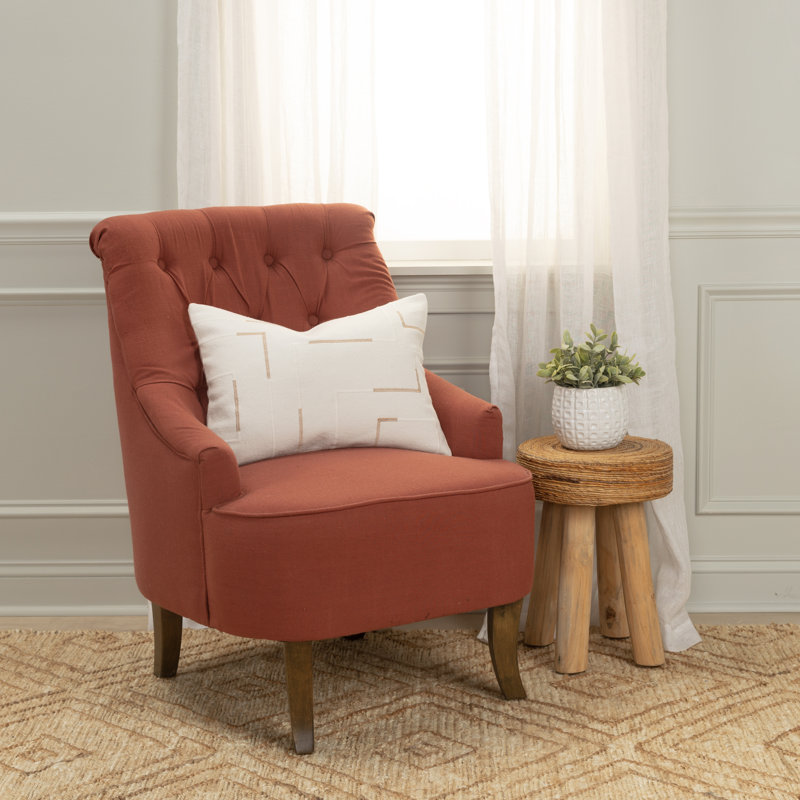 Housse de coussin rectangulaire avec insert lombaire 100% coton Odile, Ivoire / Doré