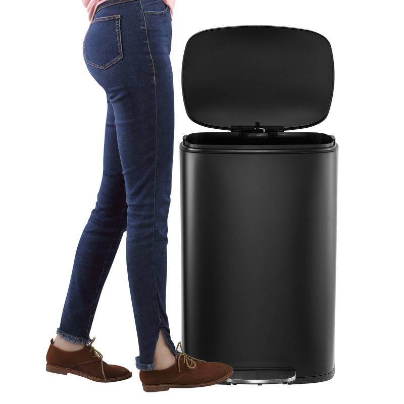 Steel Step On Kitchen Trash Can - 13.2 Gallons, Black