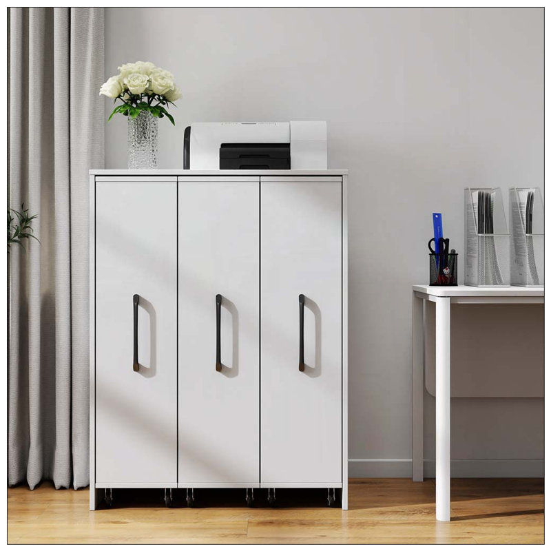Bibliothèque de rangement coulissante avec 3 portes coulissantes