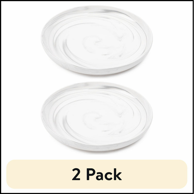 Ensemble de 2 assiettes en grès, design en marbre gris pour l'élégance et la durabilité dans la salle à manger moderne