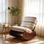 Chaise berçante rembourrée avec cadre en bois massif, gris-133479192-133479191