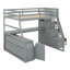 Lit mezzanine avec 7 tiroirs, 2 tablettes et un bureau-119804459