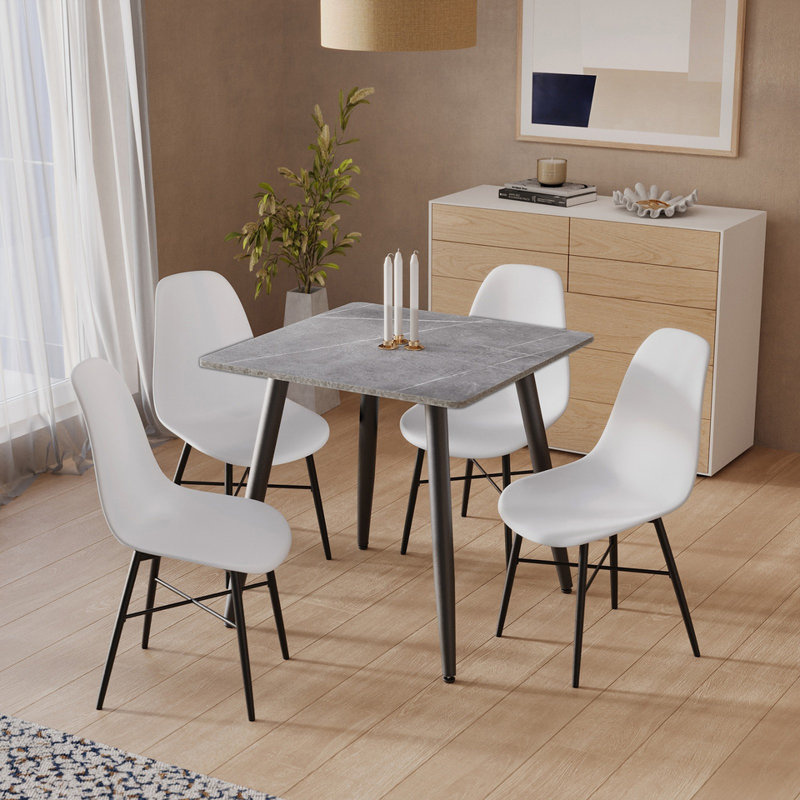 4 -Person Dining Set, Armani Grey, White