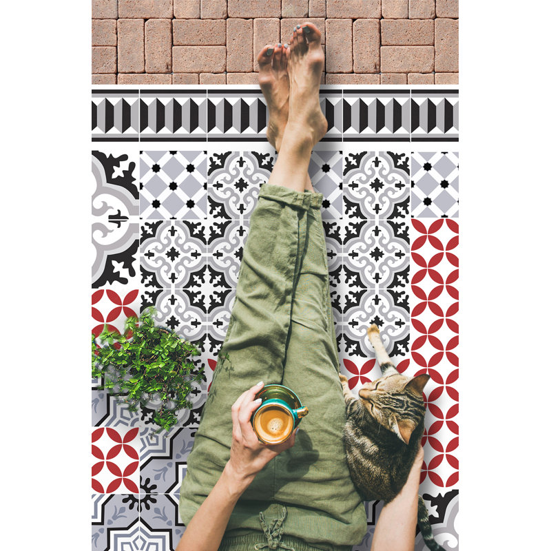 Aaheli Vinyl Machine Printed Area Rug, Rectangle 3'3.4" x 4'4.4"