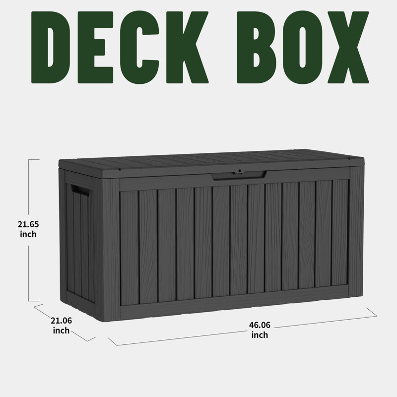 90 Gallons Water Resistant Resin Lockable Deck Box, Outdoor Weather-Resistant Resin Storage Deck Box, Large Lockable Capacity, Versatile Deck Outdoor Storage Bench