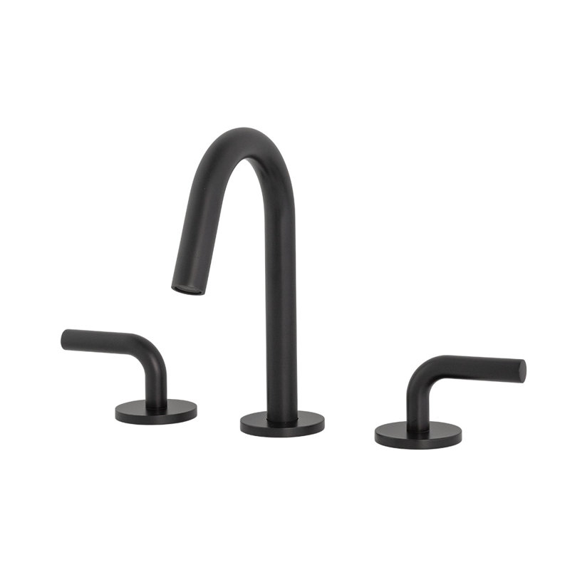 Cigno Widespread Bathroom Faucet with Drain Assembly, Matte Black