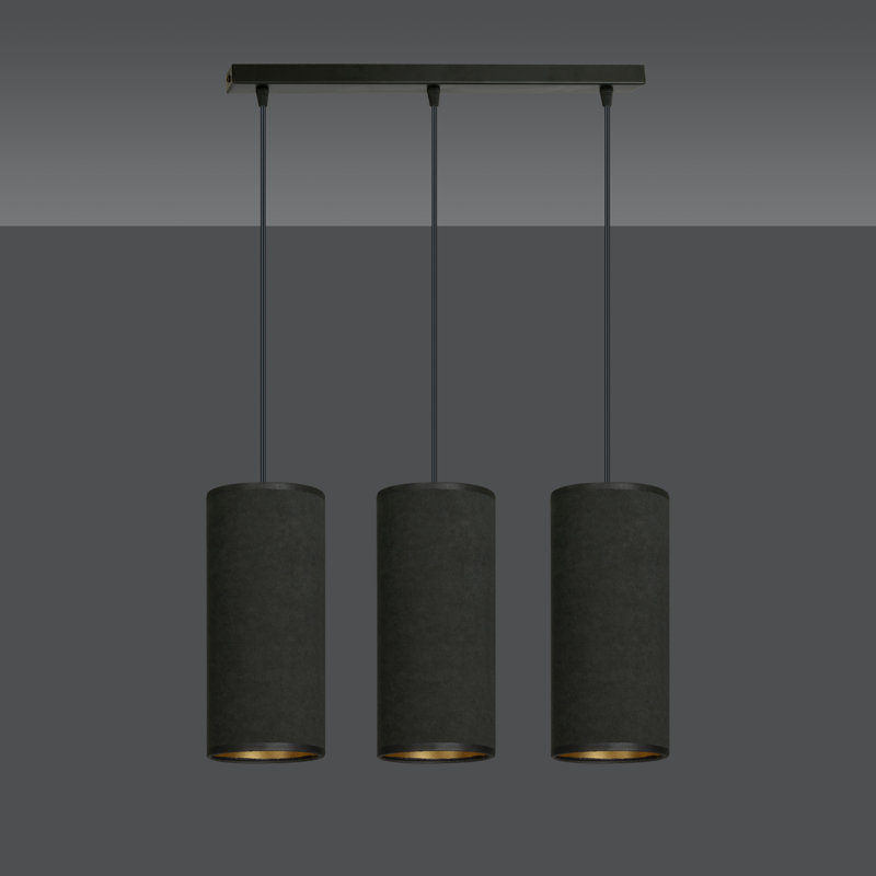 Ealidh 3 - Light Steel Kitchen Island Pendant, Black