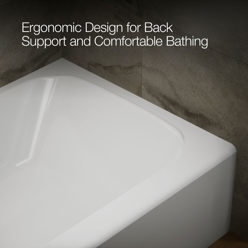Avec 60 In. X 42 In. Alcove Bath, Left Drain, White, Left