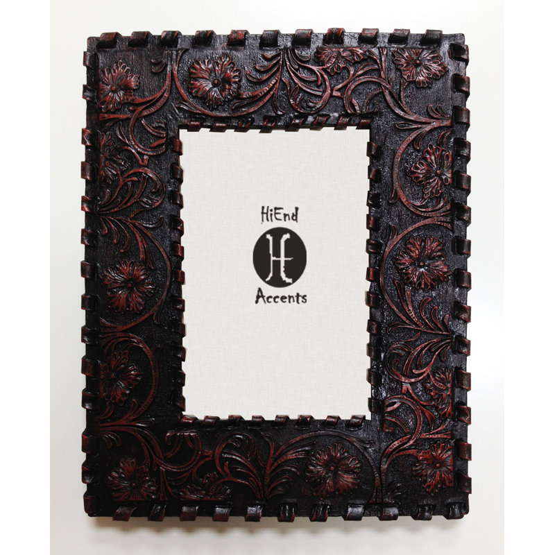 Floral Scrollwork Faux Leather 4x6 Picture Frame