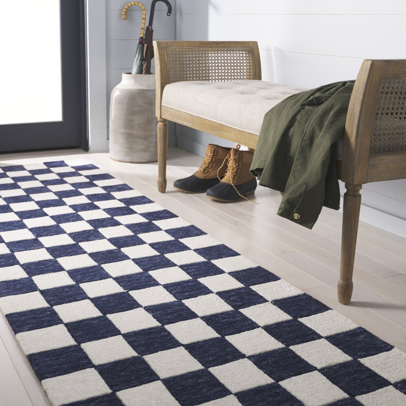 Tapis bleu marine / ivoire Freemont, Tapis de couloir 2 pi 3 po x 8 pi