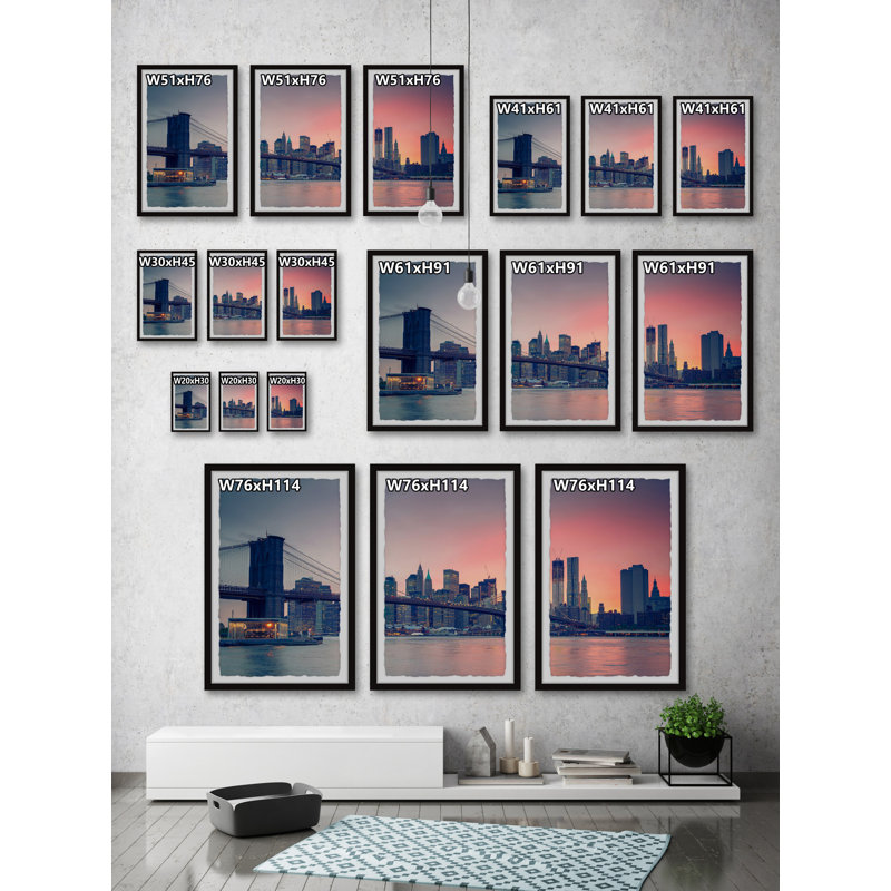 Amazing Brooklyn Triptych - 3 Piece Single Picture Frame Print, 61cm H x 41cm W x 3.81cm D