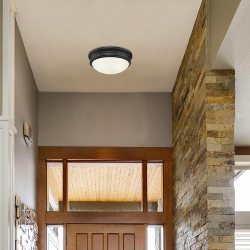 Burtundy Glass Flush Mount, Matte Black