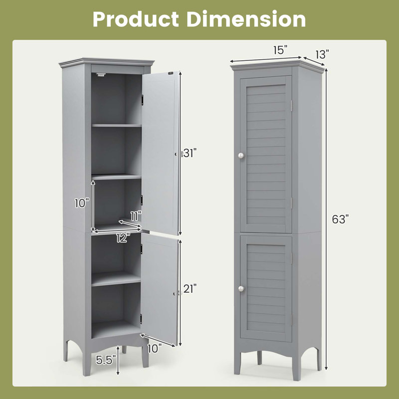 Freestanding Linen Cabinet, Gray