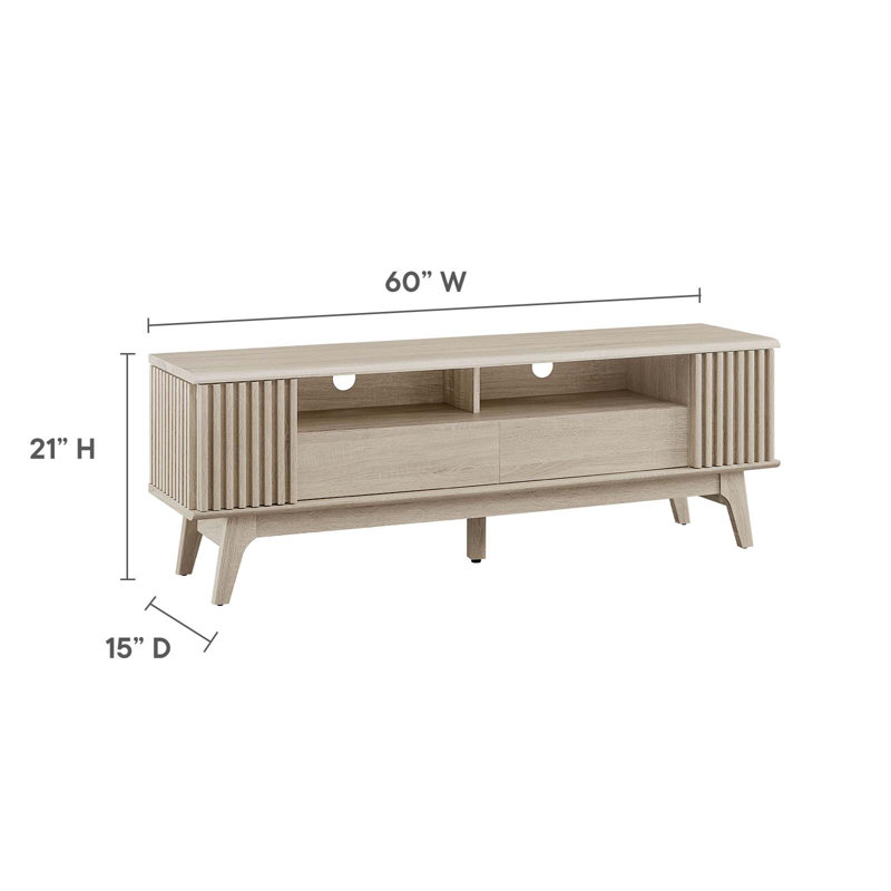 Eudora 60'' Light Oak Modern TV Stand with Cabinet