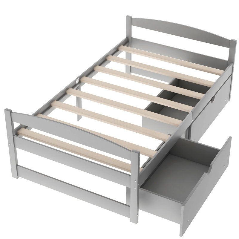 Lit plateforme gris avec des tiroirs améliorés - Améliorez l'apparence de votre chambre à coucher, Gris