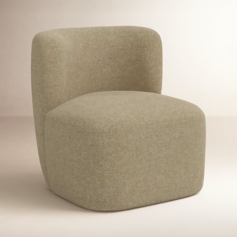 Fauteuil d'appoint pivotant rembourré Mariza, Mélange de polyester et de lin Zuma