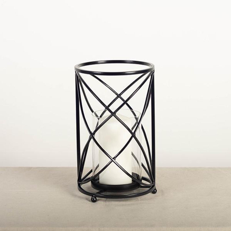 Ouragan de table en métal, Transparent / noir, H 10,25 po x l 6,25 po x P 6,25 po
