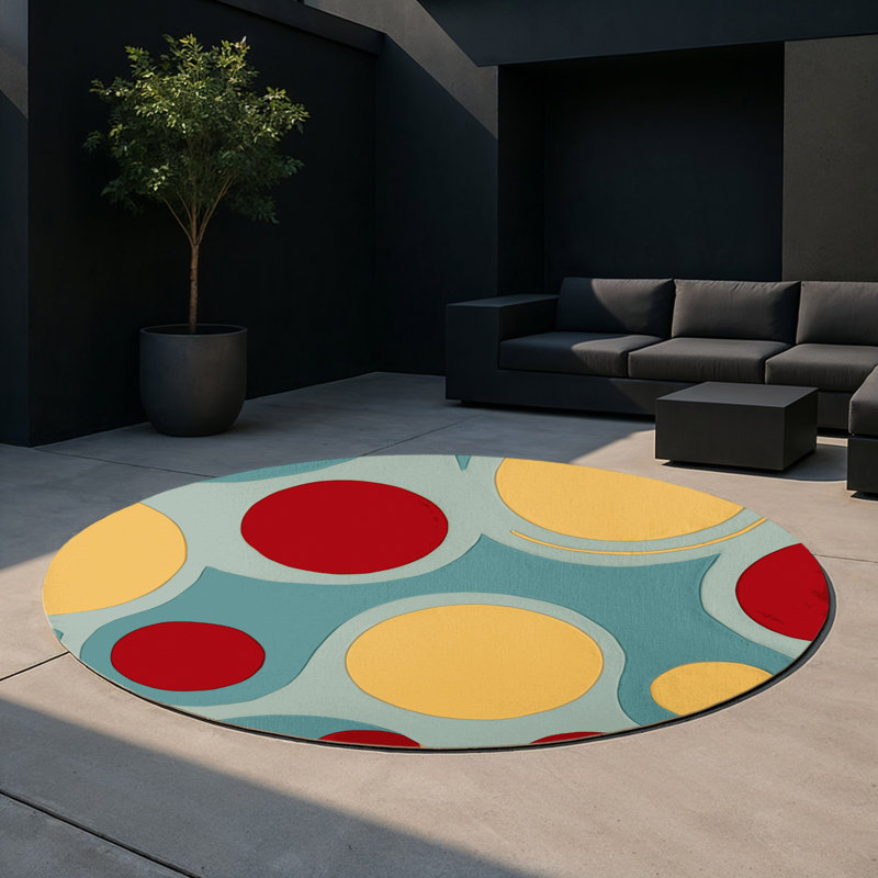 Sleek Glide Indoor And Outdoor Area Rug, Round 5'