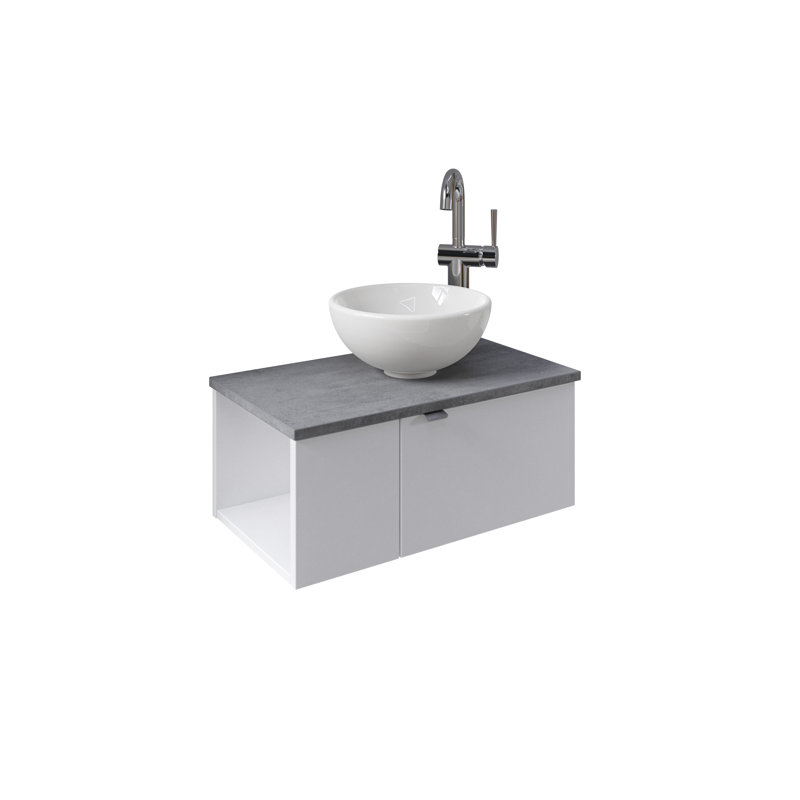 Bathroom Furniture Suite, Right Hand, White/Grey