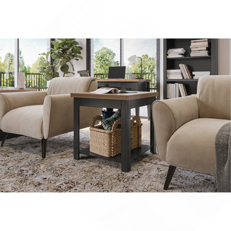 Table d'appoint, 24 po, aucun assemblage requis, finition noire et whisky
