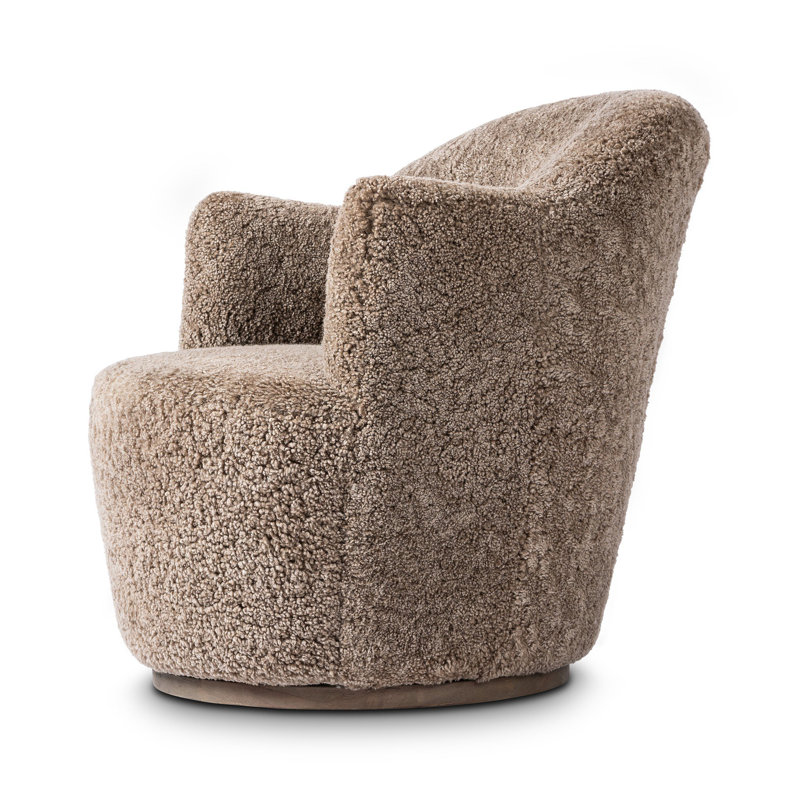 Aurora 26" Wide Swivel Armchair, Taupe Shearling
