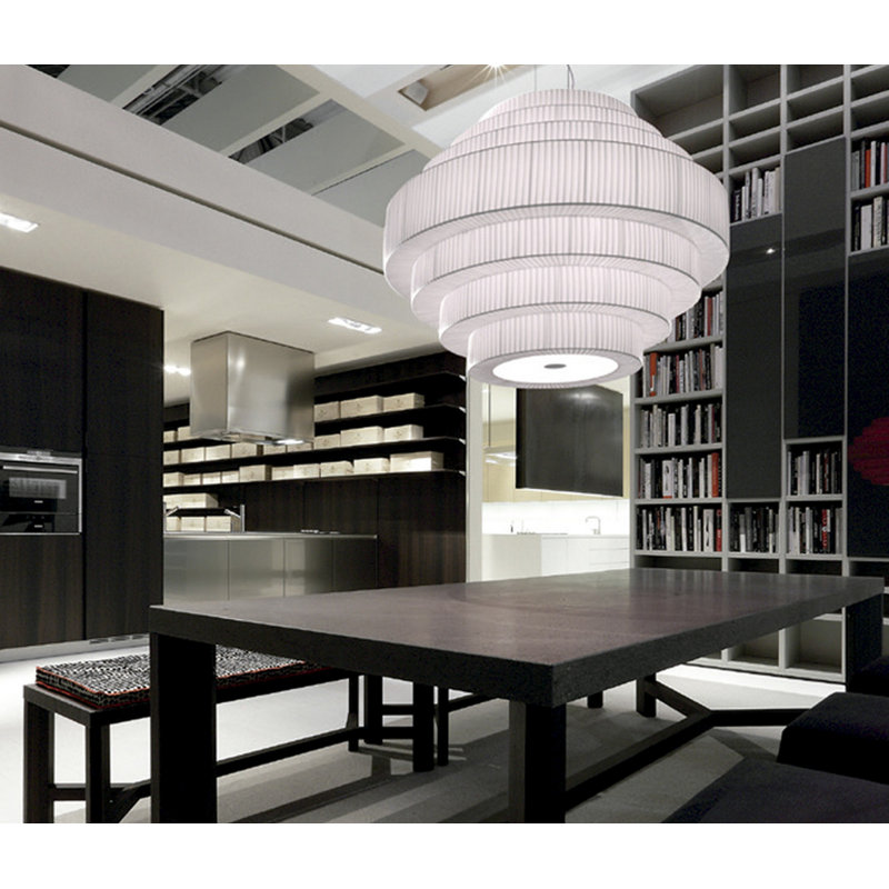 Mos 6 - Light Chandelier, White Translucent Ribbon, 27.17" H x 35.43" W x 35.43" D
