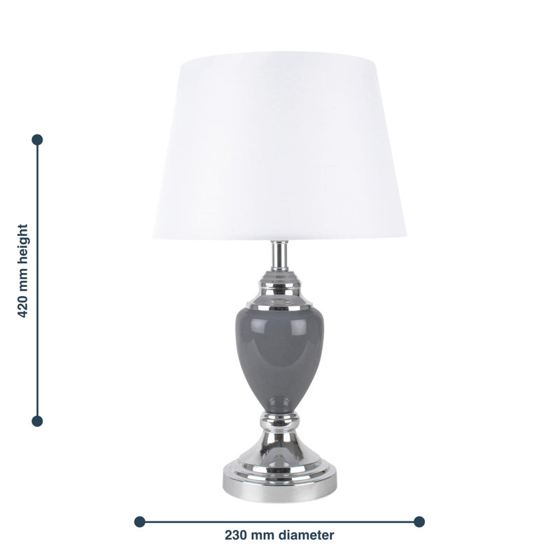 Sandin Metal Table Lamp, White,  Polished Chrome/Grey