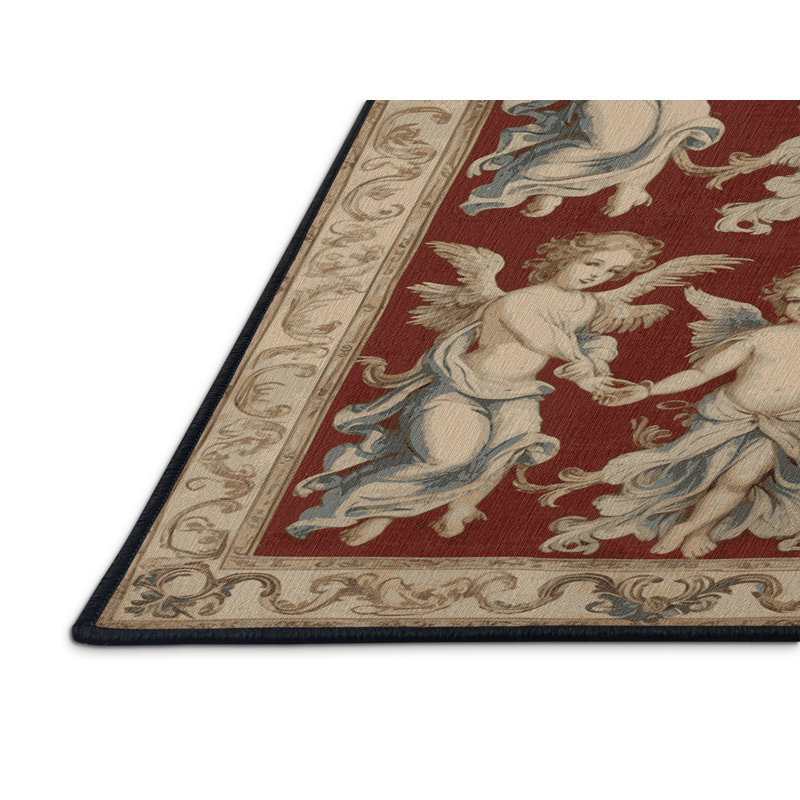 Machine Washable French Brown Area Rug, Round 3'