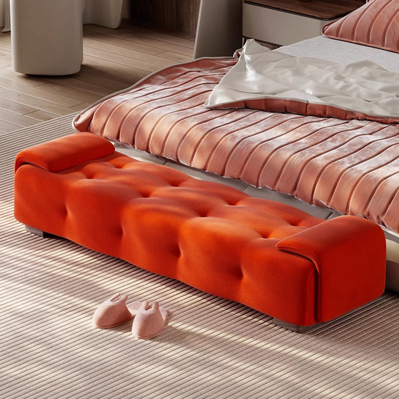 Banc rembourré, H 16,93 po x l 59,06 po x P 19,69 po, Rouge