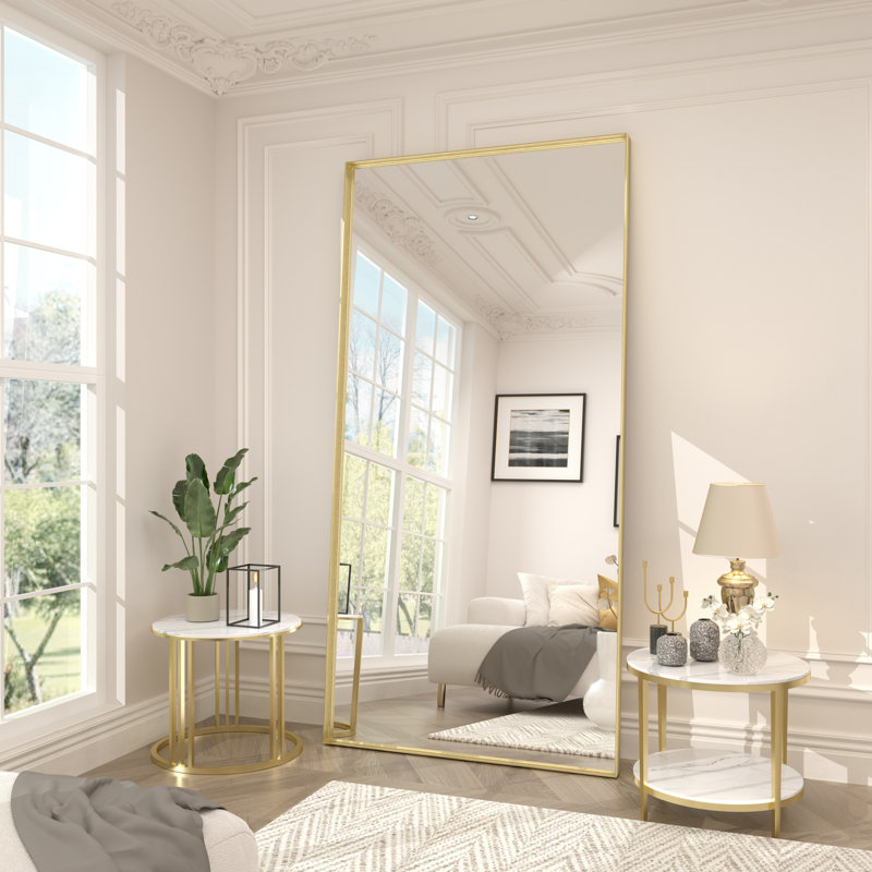 Miroir mural Aevar, 72 po x 36 po, Or brossé