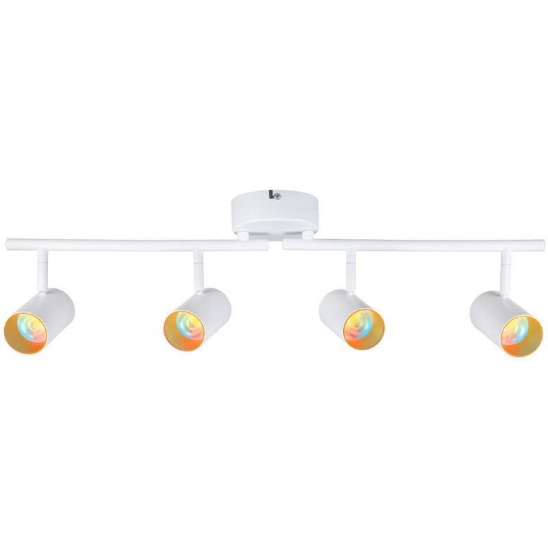 LED Adjustable 4-Head Ceiling Track Spotlight Dimmable, 5 Color Temperatures Selectable, White