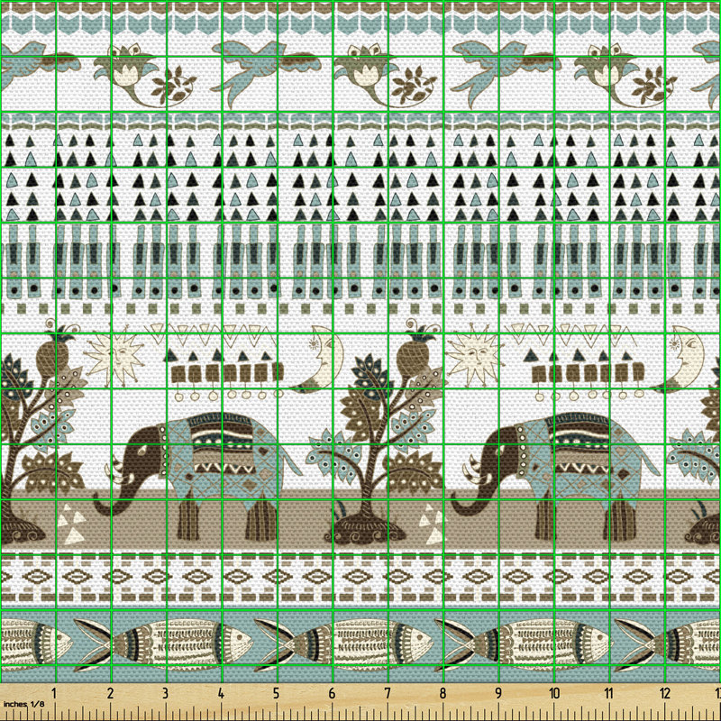 Chaske Elephants Fish and Birds Multi-Purpose Fabric