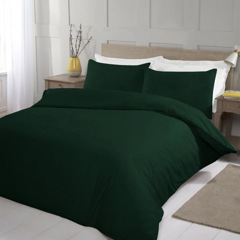 Microfiber No Pattern Duvet Cover Set with Pillowcases Included, Emerald, Super King Duvet Cover Set + 3 Additional Pieces