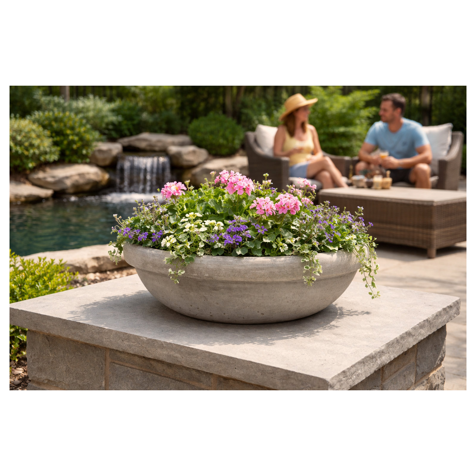 30 in. Low Bowl w/Lip - Natural Finish - Grey
