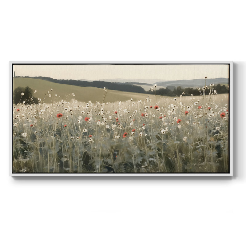 Botanical Series-CCXVII- Toile tendue avec châssis tendue, prête à être accrochée, H 17 po x l 33 po, Blanc