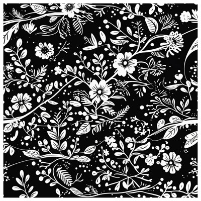Édredon noir et blanc à motif floral