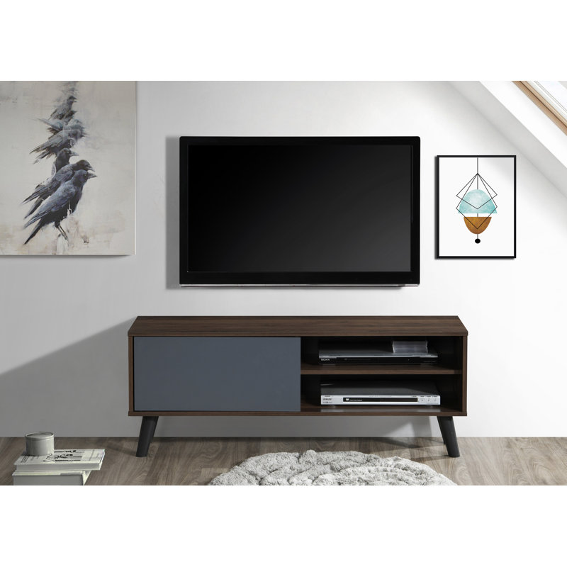 Arnol Unfinished TV Stand for TVs up to 48", Dark Walnut/Gray