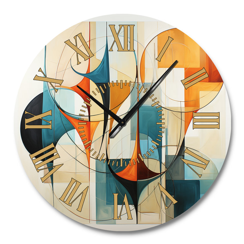 Horloge murale orange Mid-Century Harmony, Grand