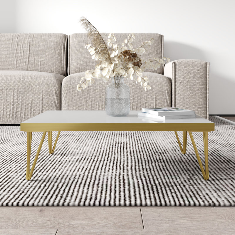 Prosto 9.6" Coffee Table with High Gloss Finish, White
