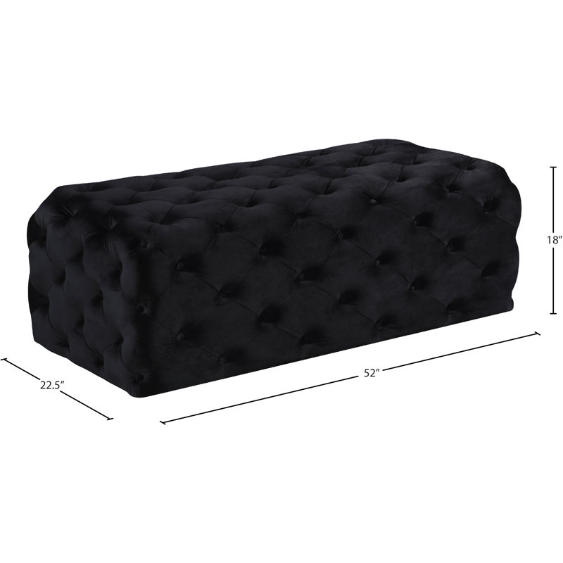Paz Velvet Ottoman, Black Velvet