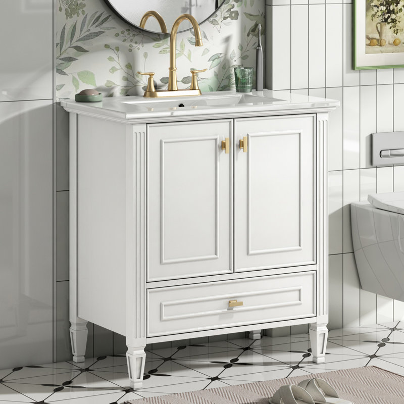 Freestanding Bathroom Vanity With Sink And Drawer & 2 Soft-Close Doors, White
