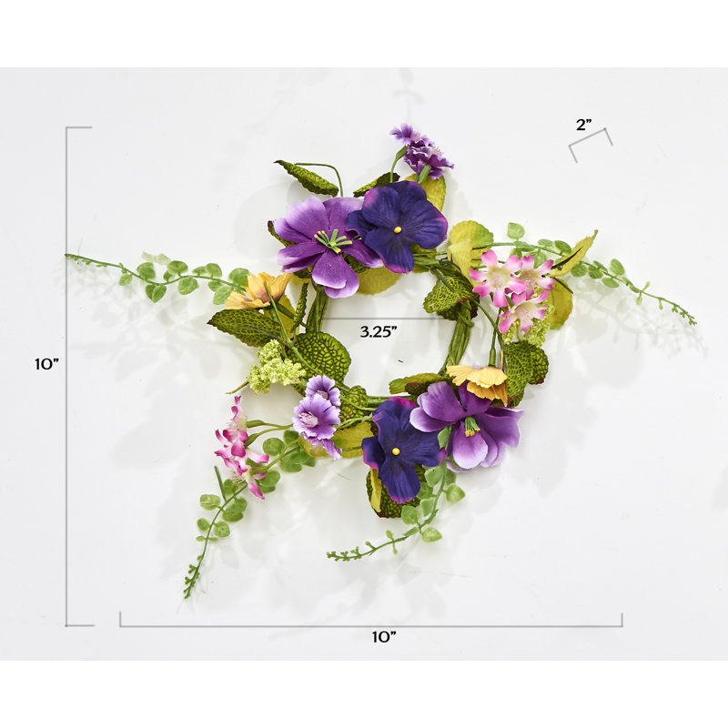 Anneau de bougie Pansy, H 3,25 po x l 3,25 po x P 2 po, Mauve