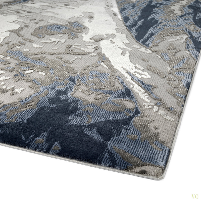 Tapis rectangulaire décontracté, contemporain, moderne, abstrait, texturé et à poils courts de 9 pi 3 po x 12 pi