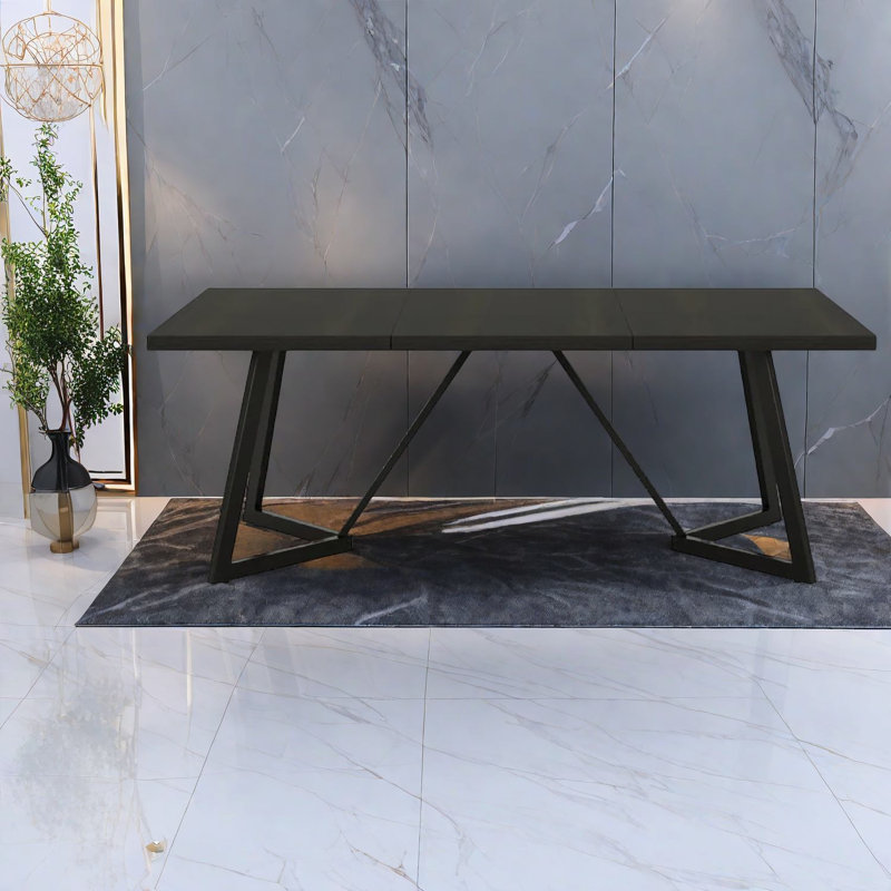 Table de salle à manger spacieuse en MDF noir, design moderne pour la cuisine ou le bureau