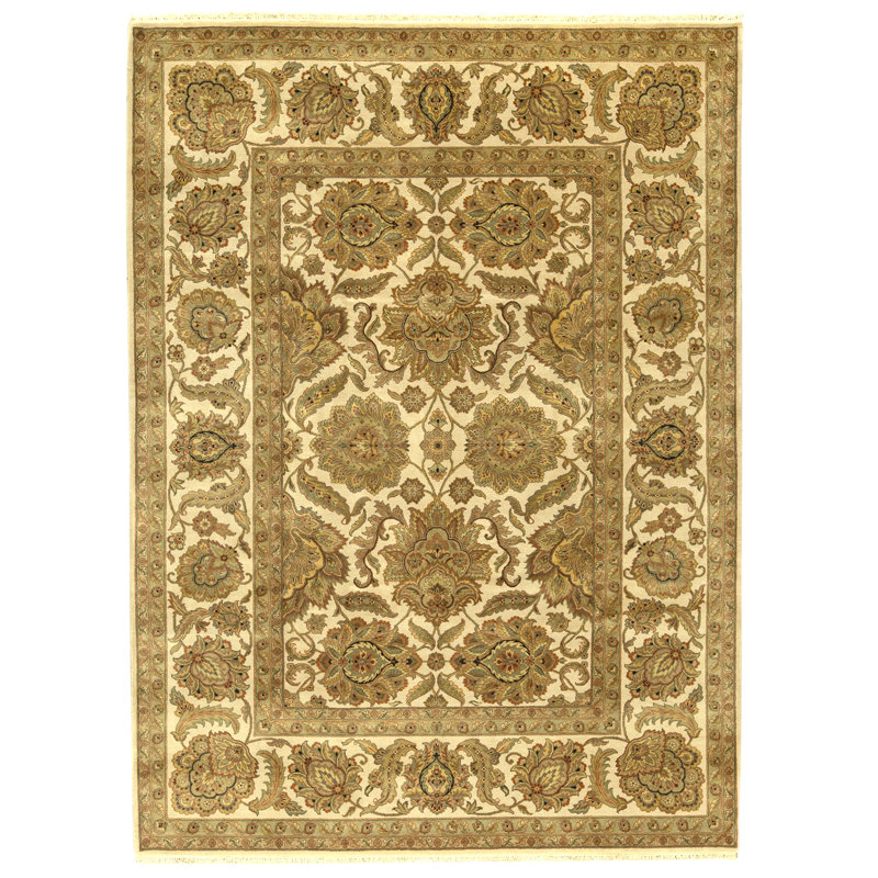 High-Quality Hand-Knotted Ivory Area Rug