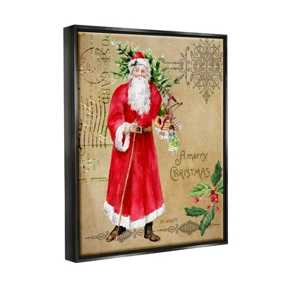 «Vintage Santa Claus Vintage Christmas», art mural sur toile par Melissa Hyatt LLC